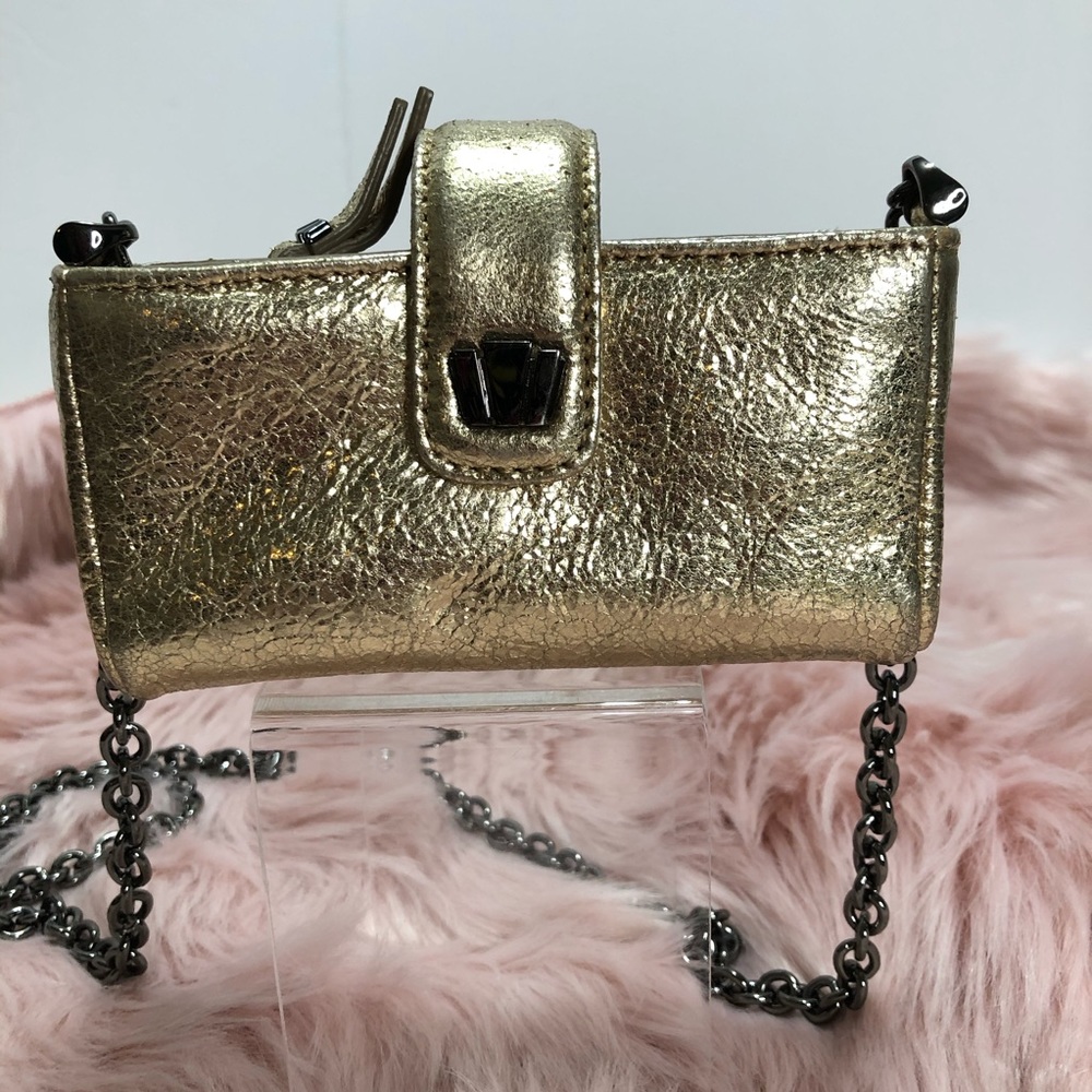 Henri Bindel Gold Leather Mini Crossbody